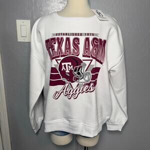 Pressbox Texas A&M Aggies Football Helmet Sweatshirt White Women Large